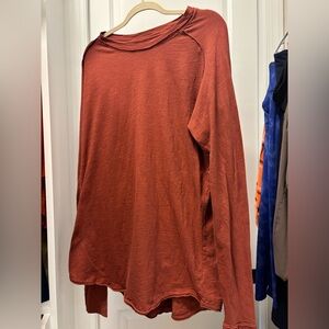We The Free- Burnt Orange Rust Long Sleeve Top with Thumbholes. Size medium M